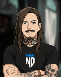Cartoon Character of Bruno Peres Tattoo Artist from New Dawn Tattoo Studio in Newtownabbey Belfast