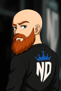 Cartoon Character of Darren Tattoo Artist from New Dawn Tattoo Studio in Newtownabbey Belfast